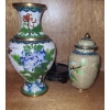 Image 1 : Hand Painted Enamel Vase & Urn.  Vase 8 1/2 h