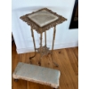 Image 1 : Art Nouveau Victorian Brass & Onyx Plant Stand 37T w/ Tasseled Foot Stool 