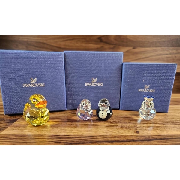 Swarovski Crystal Duck Figurines with Original Boxes - Set of 4