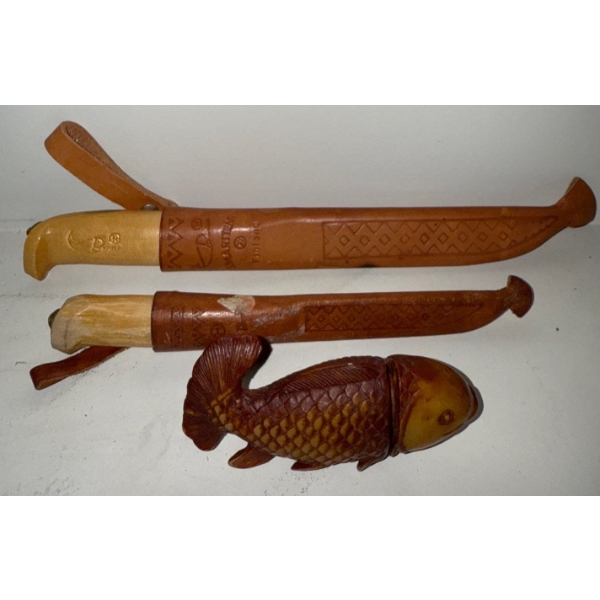 Vintage Rapala J. Marttiini Filet Knives w/ Japenese Koi Jizaikagi 2T
