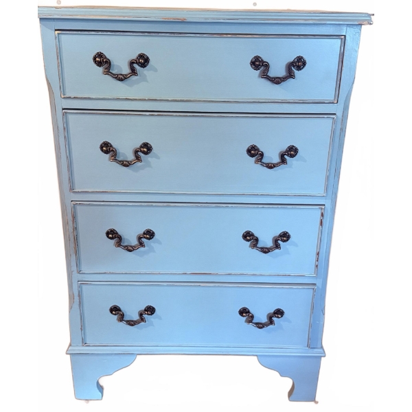 Four-Drawer Wood Chest with Blue Painted Finish