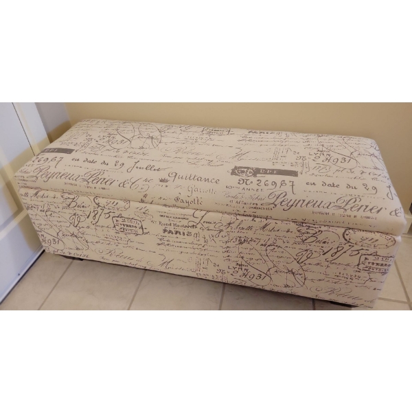 Antique Inspired Bench / Storage Chest 48x18x18 Printed Upholstery 