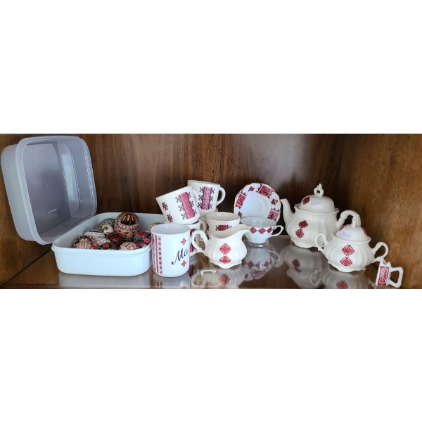 Ukrainian Cupware, Psyanka, Teapot, Teacup & Saucer, Sugar Dish and More! (Elsies Exclusive) 