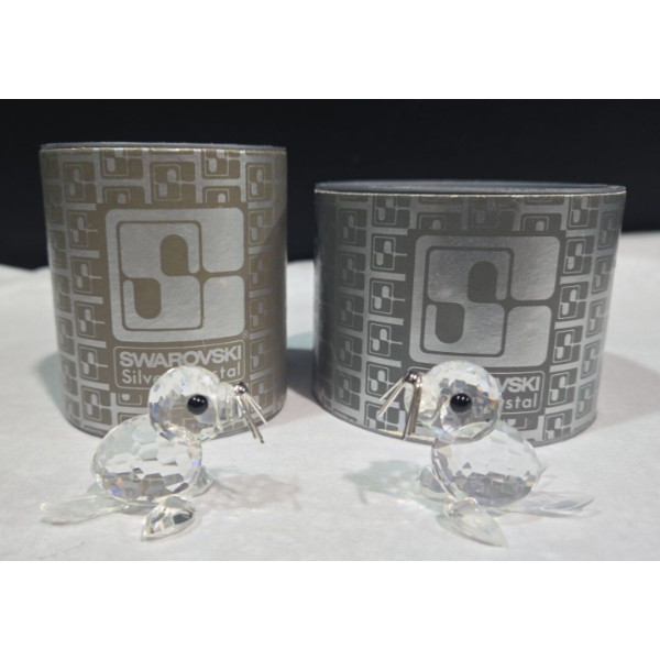 2 Swarovski Crystal Seals In Original Boxes Both 1"T