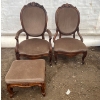 Image 1 : Pair of Queen Anne Style Chairs plus Ottoman