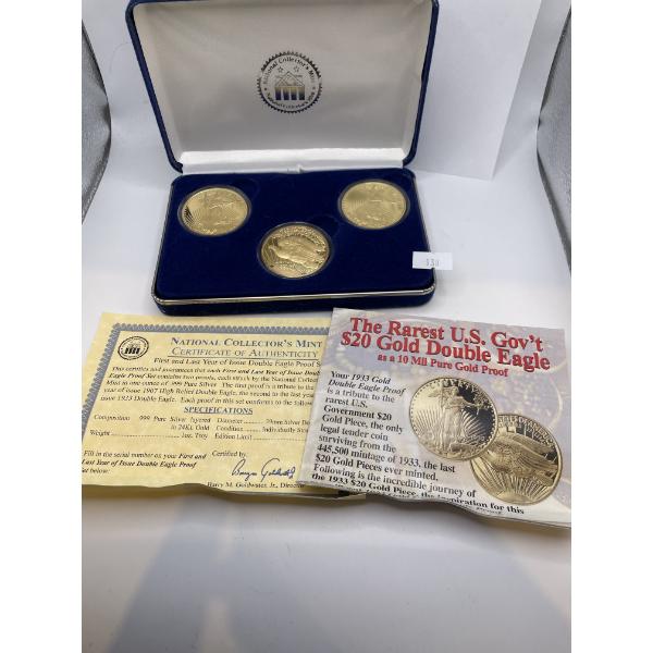 First and Last Year of Issue Double Eagle Proof Set- 24k Gold Plated 
