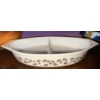 Image 2 : Pyrex Oval Divided "Golden Acorn" Pattern & Lrg Brown Pyrex Mixing Bowl (No Lid)