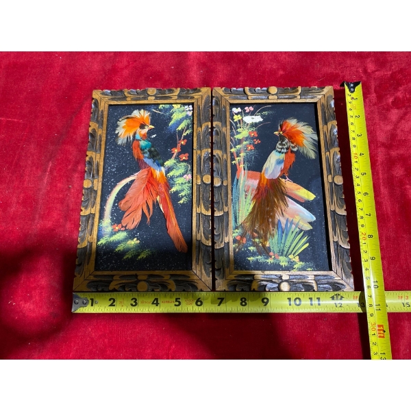 Feathered Bird Art Pieces (4.5" x 8.5" Inches Before Frame)
