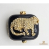 Image 4 :  Clutch-Jeweled Box Bag Looks Like Lagerfield Minaudière Panther , With Enamel Matching Pill Box 