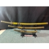 Image 1 : 3pcs Yellow Spotted 39" Katana Set w/Dragon Detail Grip (Stand Not Included) 