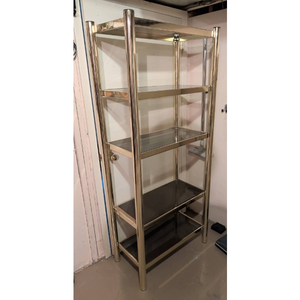 Brass and Glass Five-Shelf Etagere Display Unit