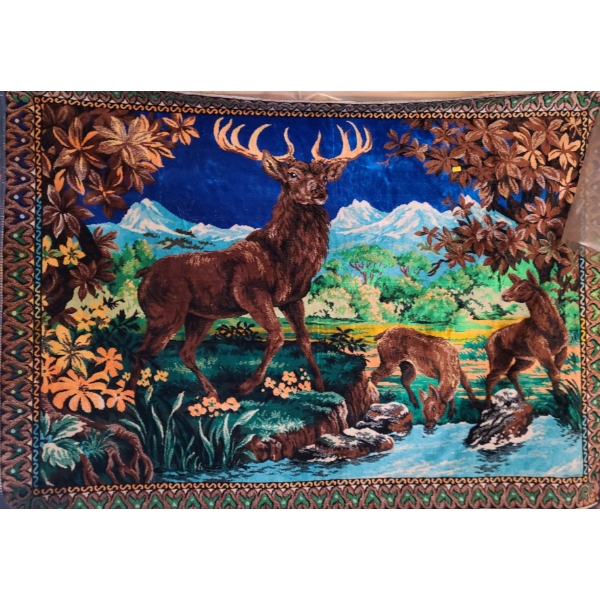 Carpet Wall Hanger 64 x 45 of Deer by a River 