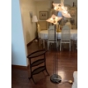 Small Mahogany Wood Side Table 21W x 27T & Decorative Floral Reading Lamp 69T