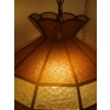 Image 3 : Vintage Swag Chain Stained Glass Light Fixture 15" Diameter Shade, 10 .5 T (Shade Measurements)