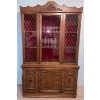 Image 1 : Dark Wood China Cabinet w/Cool Design on Glass Doors  Wine Glasses Included