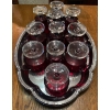 Image 1 : Vintage Ruby Red Cordial Stemware Collection By Luminarc w/ Silver Serving Tray