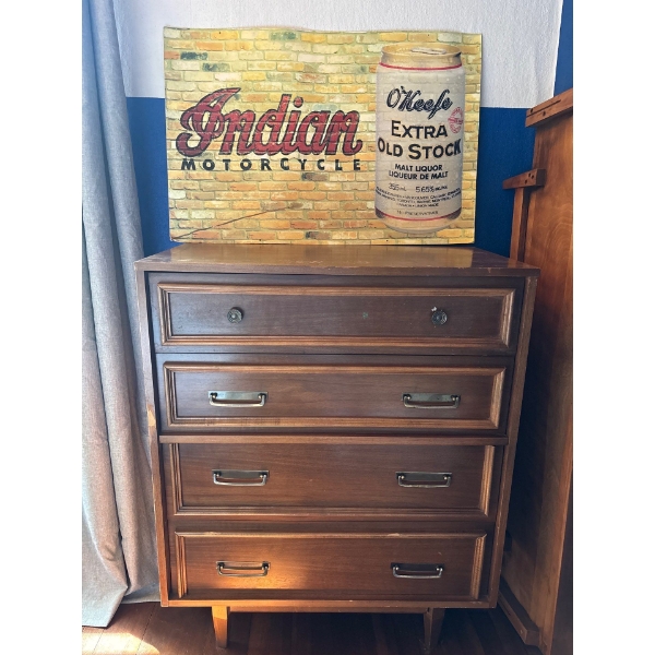 Teak Bedroom Set With Double bed includes Mattress dresser indian Motor cycle Sign 