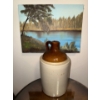 Image 1 : Antique Crock w/ Summer Landscape Oil On Canvas Painting 18L