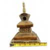 Image 3 : Tibetan Bronze Stupa Shrine and Incense Holder Set with Inlaid Stones