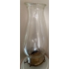 Image 3 : Hand Painted Antique Floral Kerosene/Oil Lamp On Milk Glass Base  14"tall