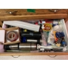 Image 1 : drawer full of coffee, urns, thermoses, lighters, aprons, corn holders, and reflective tape all sold