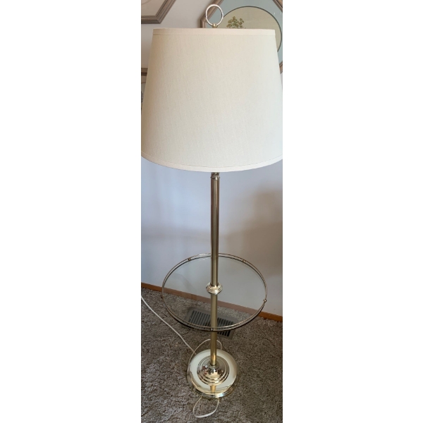 Brass Stand Up lamp w/ Shelf 59T