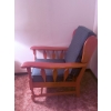 Image 4 : Vilas Maple Wood-Framed Glider Rocker and Ottoman with Blue Upholstery