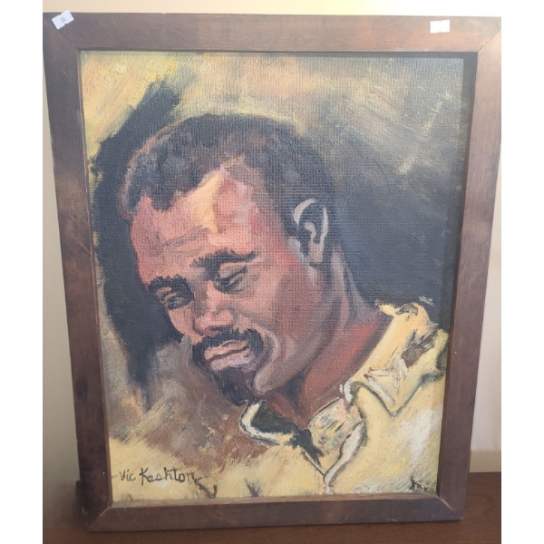 Portrait of Man- Artist Vic Kashton, 21 X 26 Framed Paint on Board 
