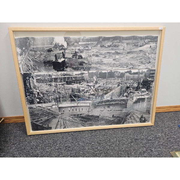 Framed Black-and-White Construction Photography Collage, 33 x 24 Inches