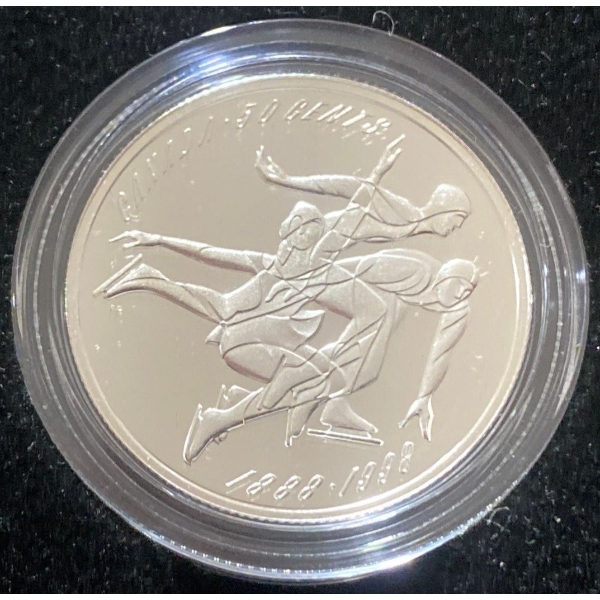 1998 Canadian 50-Cent Sterling Silver Coin From The "Canadian Sports Firsts" 92.5% Silver 9.3 Grams