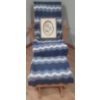 Image 1 : Wooden Rocking Chair w/ Ottoman & Knitted Throw  &  Hand Made Shadow Box Framed Floral Art Piece