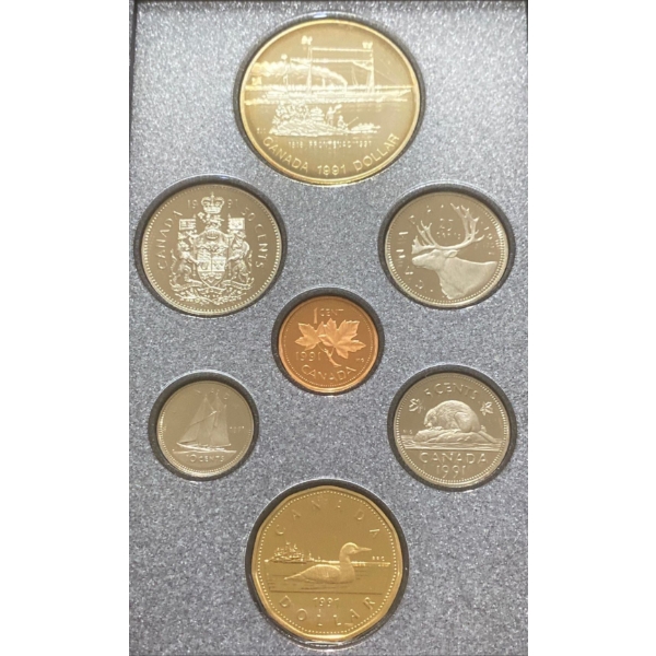 1991 Canadian Specimen Set With 50% Silver Dollar 23.33 Grams