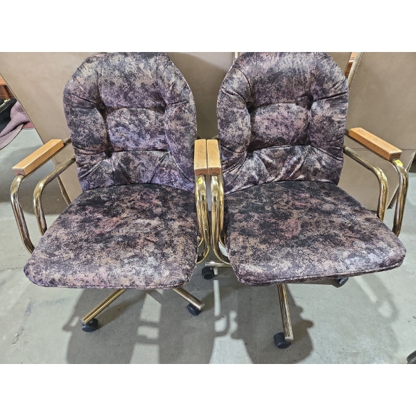 Pair Of Rolling Cushioned Office Chairs