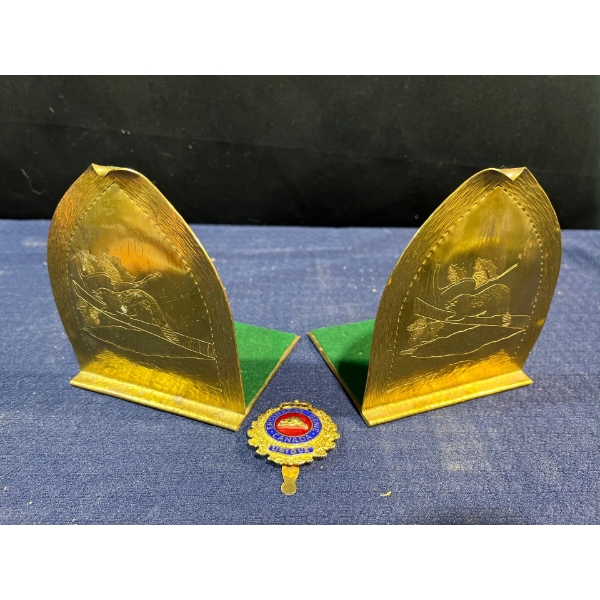 Gold Coloured Bookends, Cap Badge