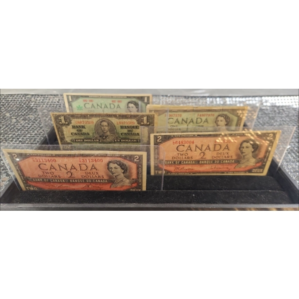 A Rare Vintage Collection of Canadian Banknotes From The 1954 "Canadian Landscapes" Series 