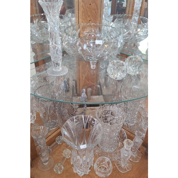 Crystal/ Glass Decor Including: Bowl 9" Diameter Top, 5 T, Candlesticks and More! 