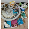 Image 1 : Lazy Susan Glass Plate w/ Gold Trim 13" Diameter, Stainless Tea/ Baby Spoons, Napkin Rings and More!