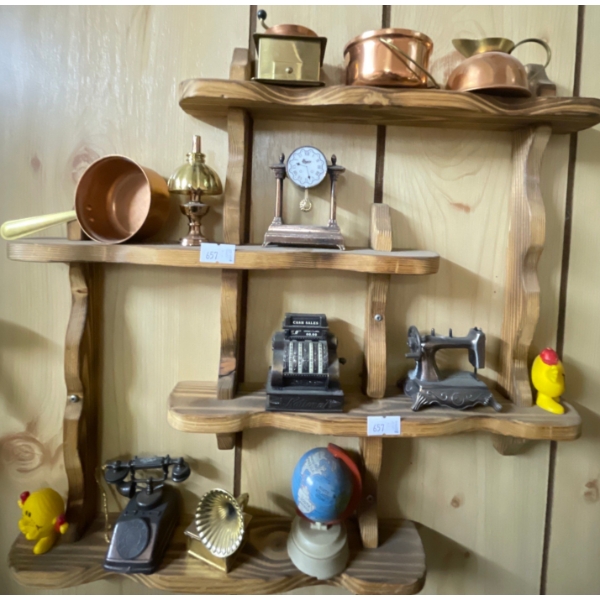 Floating Wood Shelf w/ Vintage Smalls 12.5T