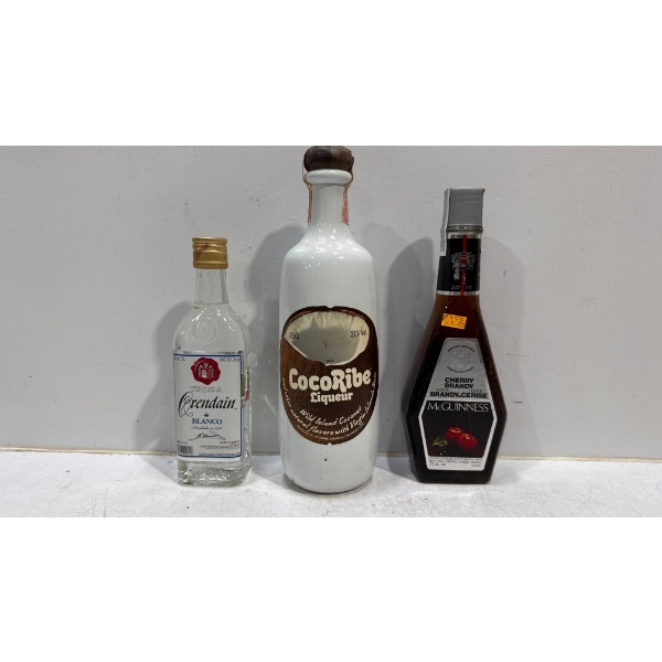Grendain Tequila 250ml, CocoRibe Coconut Rum Liqueur 750ml, Cherry Brandy 341ml - Sealed