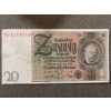 Image 1 : Yugoslavia 20 Dinara Banknote, 1930 Issue, with Stamped Seal