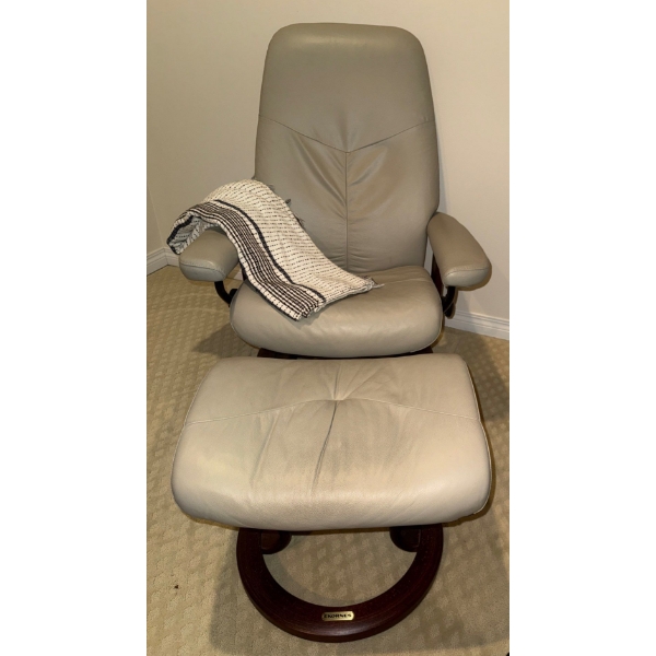 EKORNES Stressless Reclining Armchair & Footstool Set - 100% Genuine Leather