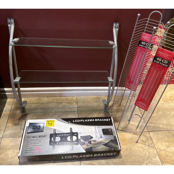 Home Owner's Essentials - 3 Tier Mounting Shelf New Television Mount Wire CD Tower