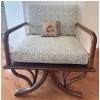 Image 2 : Rosewood Elephant Chair Upholstered In Fine Silk By Jim Thompson 26x26x35