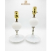 Image 3 : Vintage White Hobnail Milk Glass Table Lamps 10''&12''HEIGHT, Set Of Vintage Ivory Milk Glass Mugs