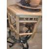 Image 5 : Metal and Glass Table 24 Diameter, 21 T with Lamp 31 T and Bamboo Side Table 21 W, 17 T