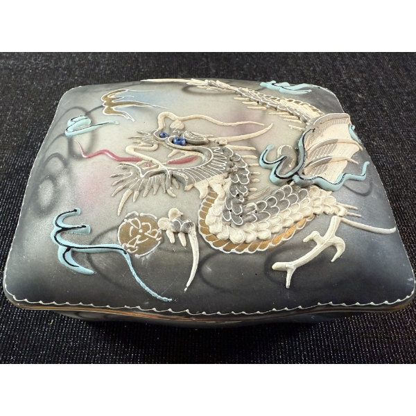 Japanese Porcelain & Enamel Dragon Box 5W