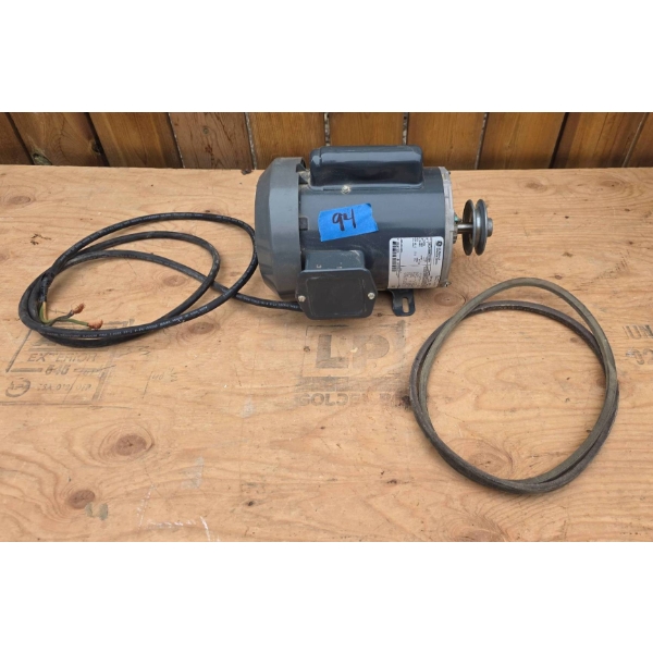 General Electric Industrial Motor with Pulley and Cord