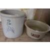 Vintage Number 2 Crock 9.5" Diameter, 10 T and Western Stonewares Bowl 11.5 W, 5 T 