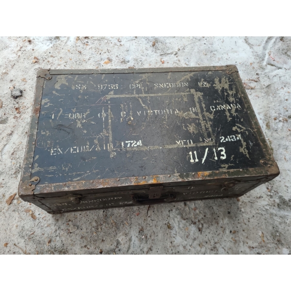 Vintage Army Storage Footlocker Trunk, 31 L, 19 W, 12 T