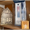 Image 3 : Shelf Of Vintage Items including Thermometer,Tin, & Gauge-Farmhouse Decor & More